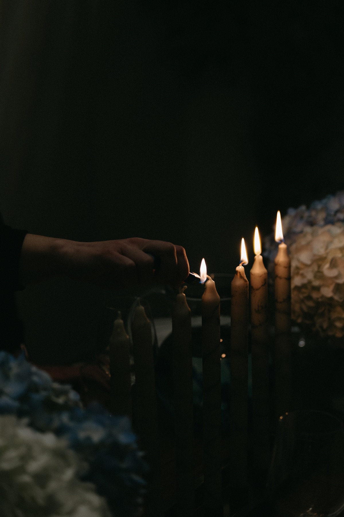 Lighting the candles